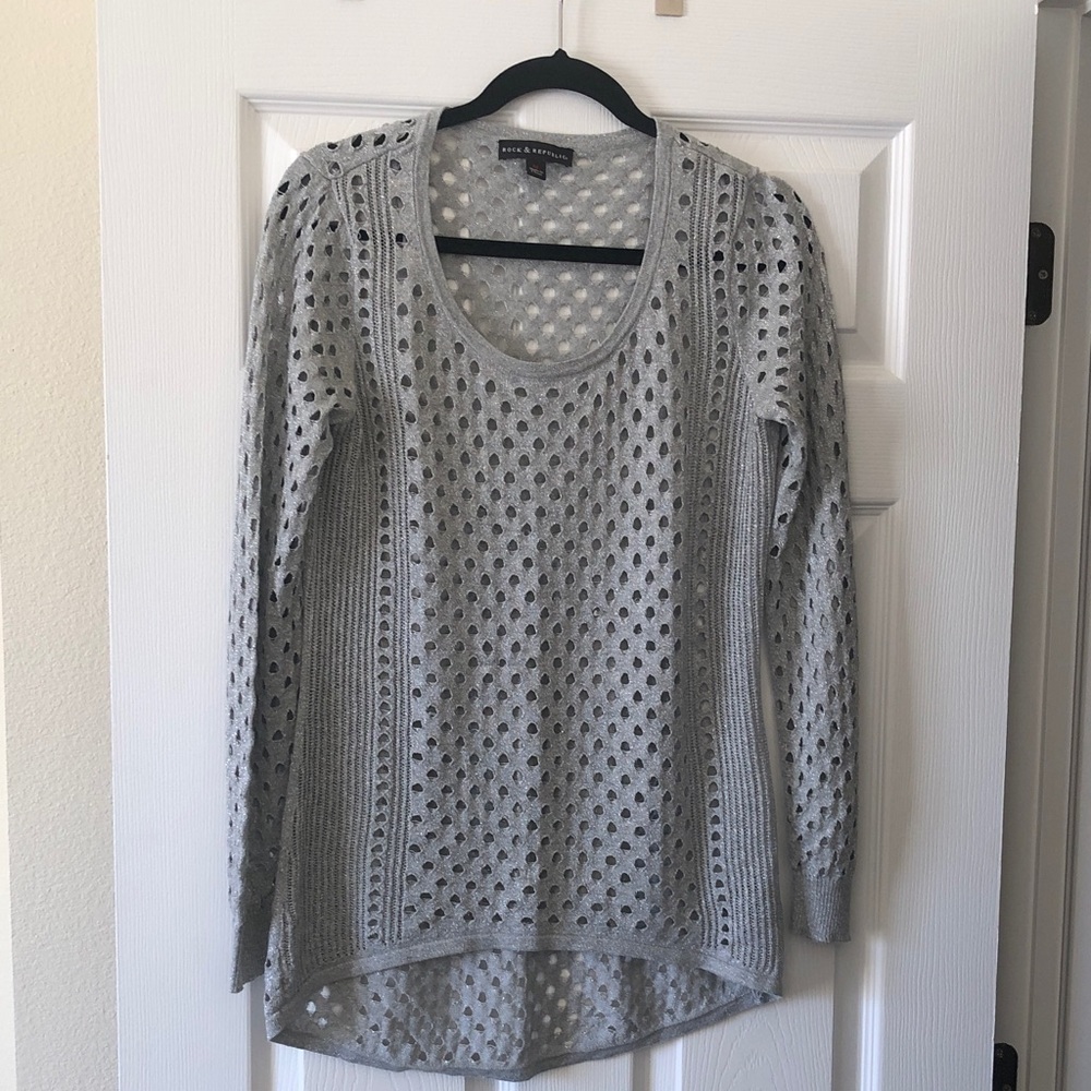 Rock & Republic grey metallic cutout top